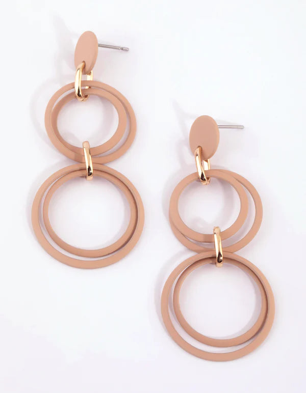 Matte Cream Circle Drop Earrings