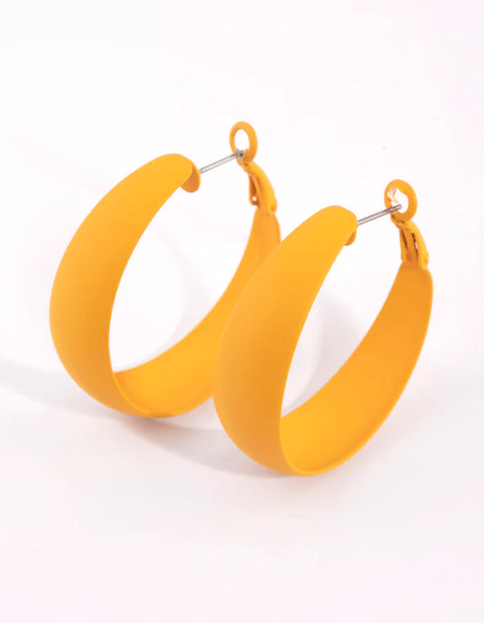 Matte Yellow Hoop Earrings