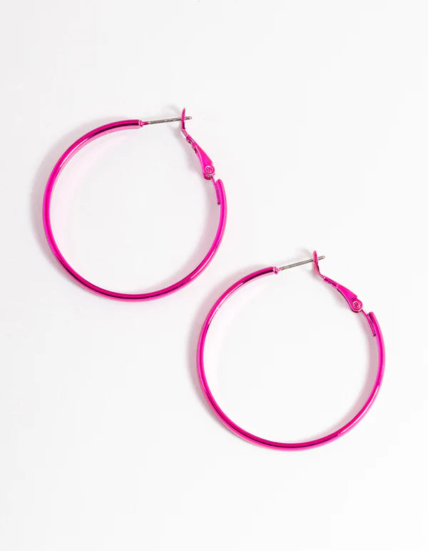 Pink Metallic Wide Hoop Earrings