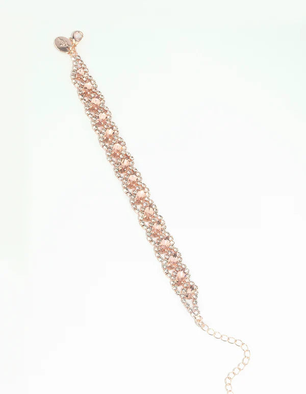 Rose Gold Diamante Link Bracelet