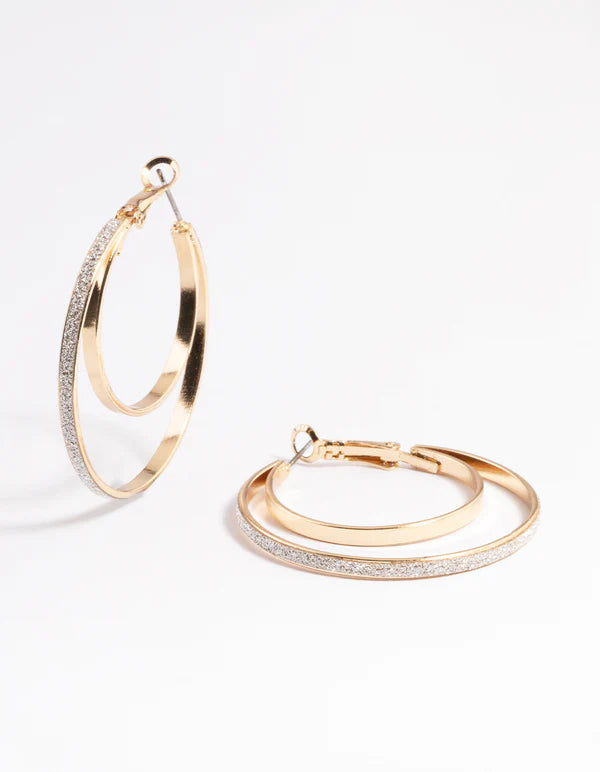 Silver Double Glitter Paper Hoop Earrings